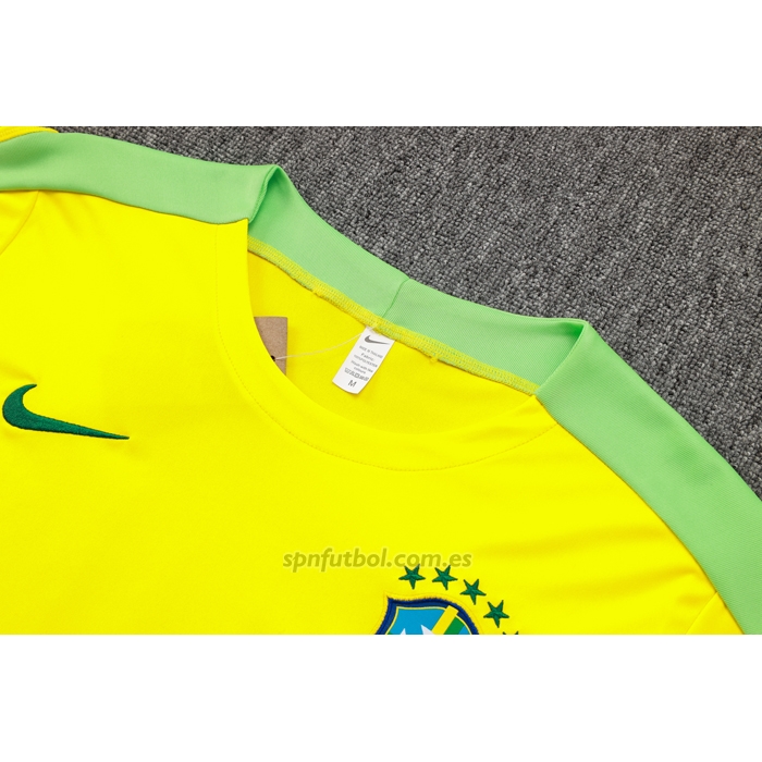 Chandal del Brasil Manga Corta 2024-2025 Amarillo - Pantalon Corto
